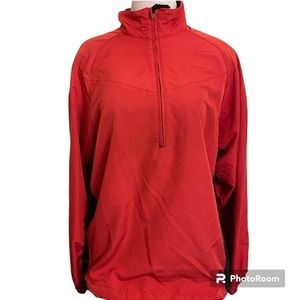 NIKE GOLF Red Black Quarter Zip Pullover Windbreaker Long‎ Sleeve size Medium